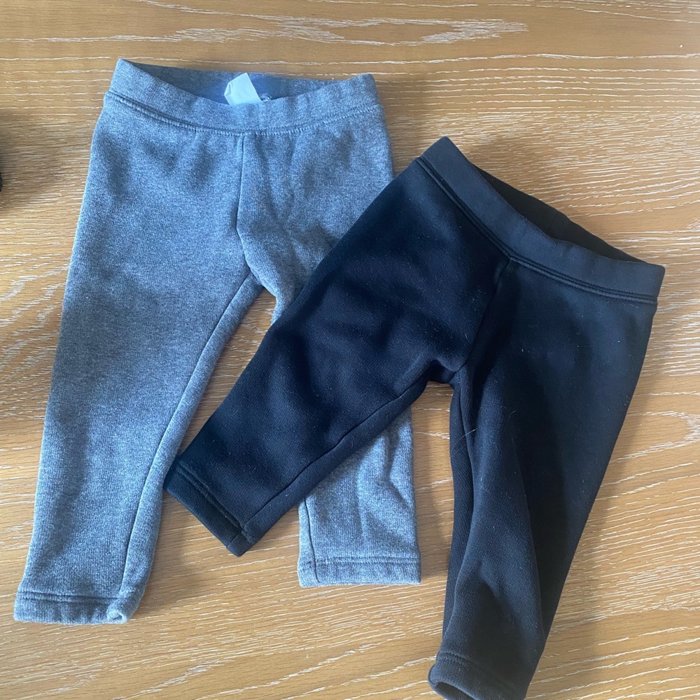 Baby Fleece Leggings - Black and Gray